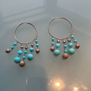 Woman’s earring, turquoise, silver, gold, plated, L & G